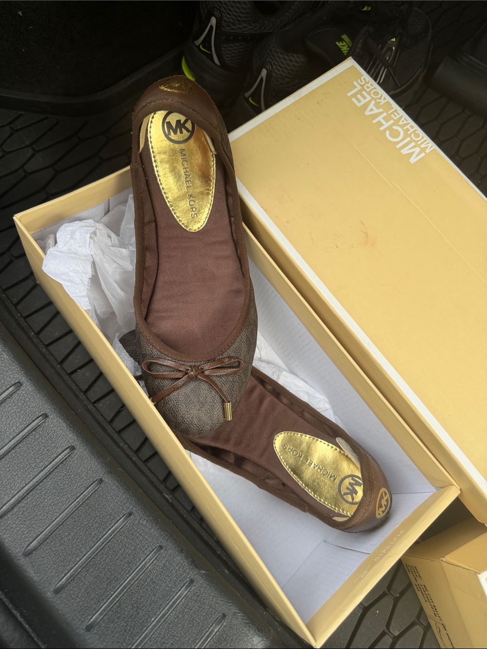 Michael Kors Brown Logo Bow Ballet Flats